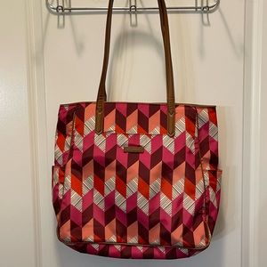 Vera Bradley Large Nylons Chevron Print Purse Excellent Condition